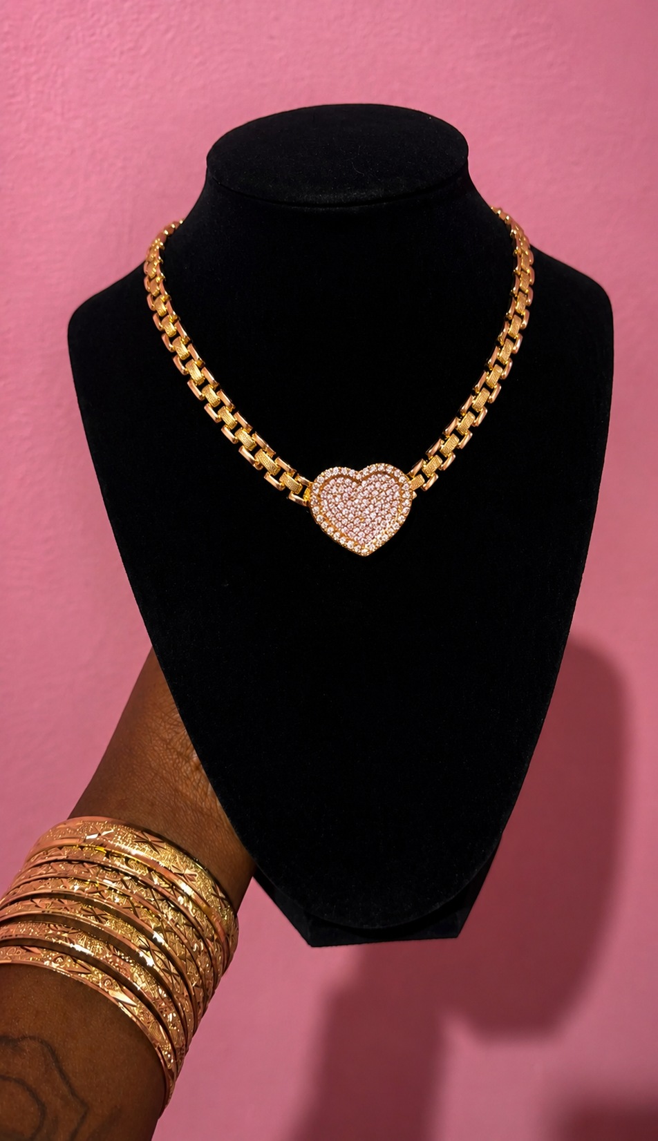 Pink Diamond Heart Chain