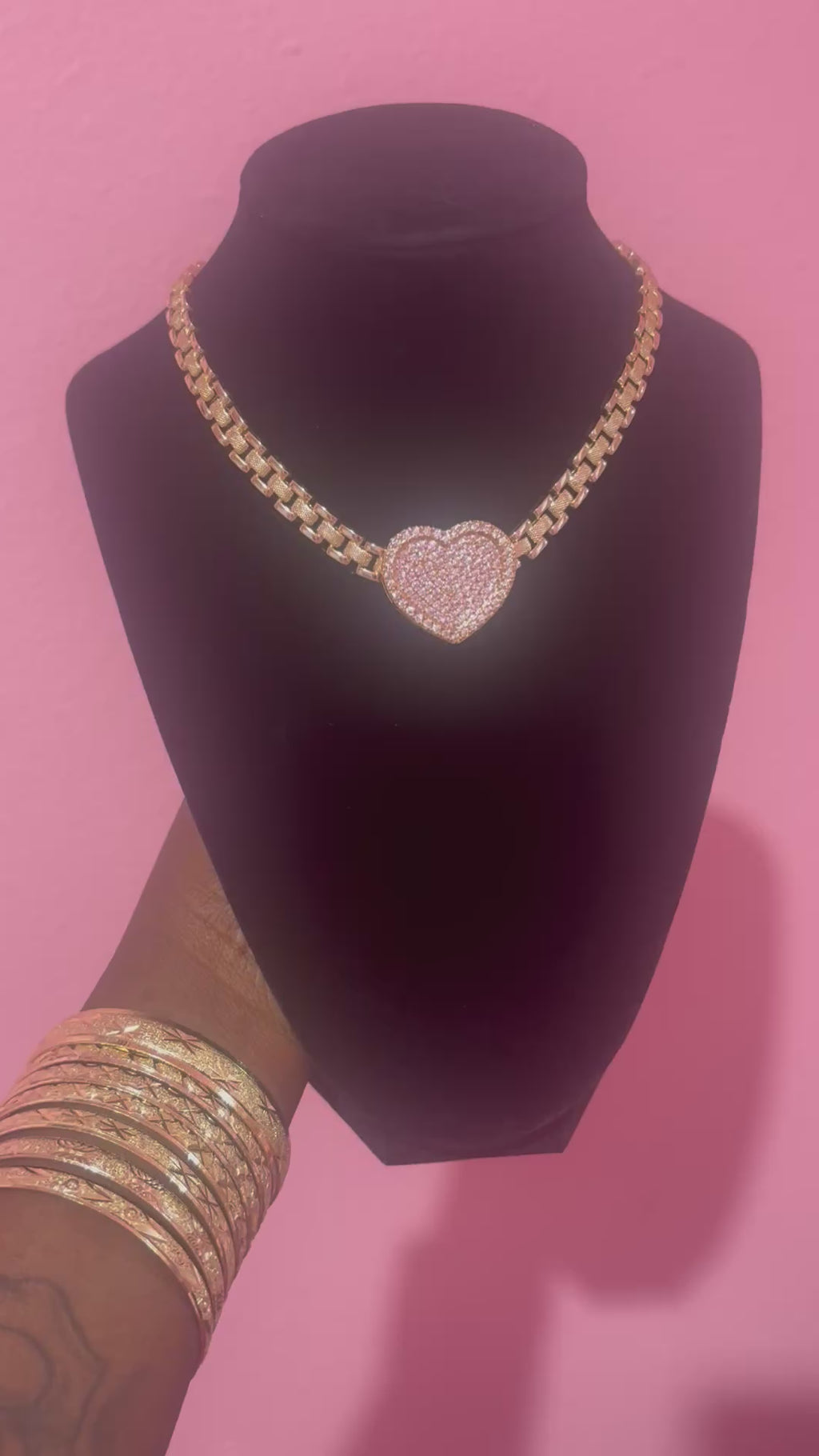 Pink Diamond Heart Chain