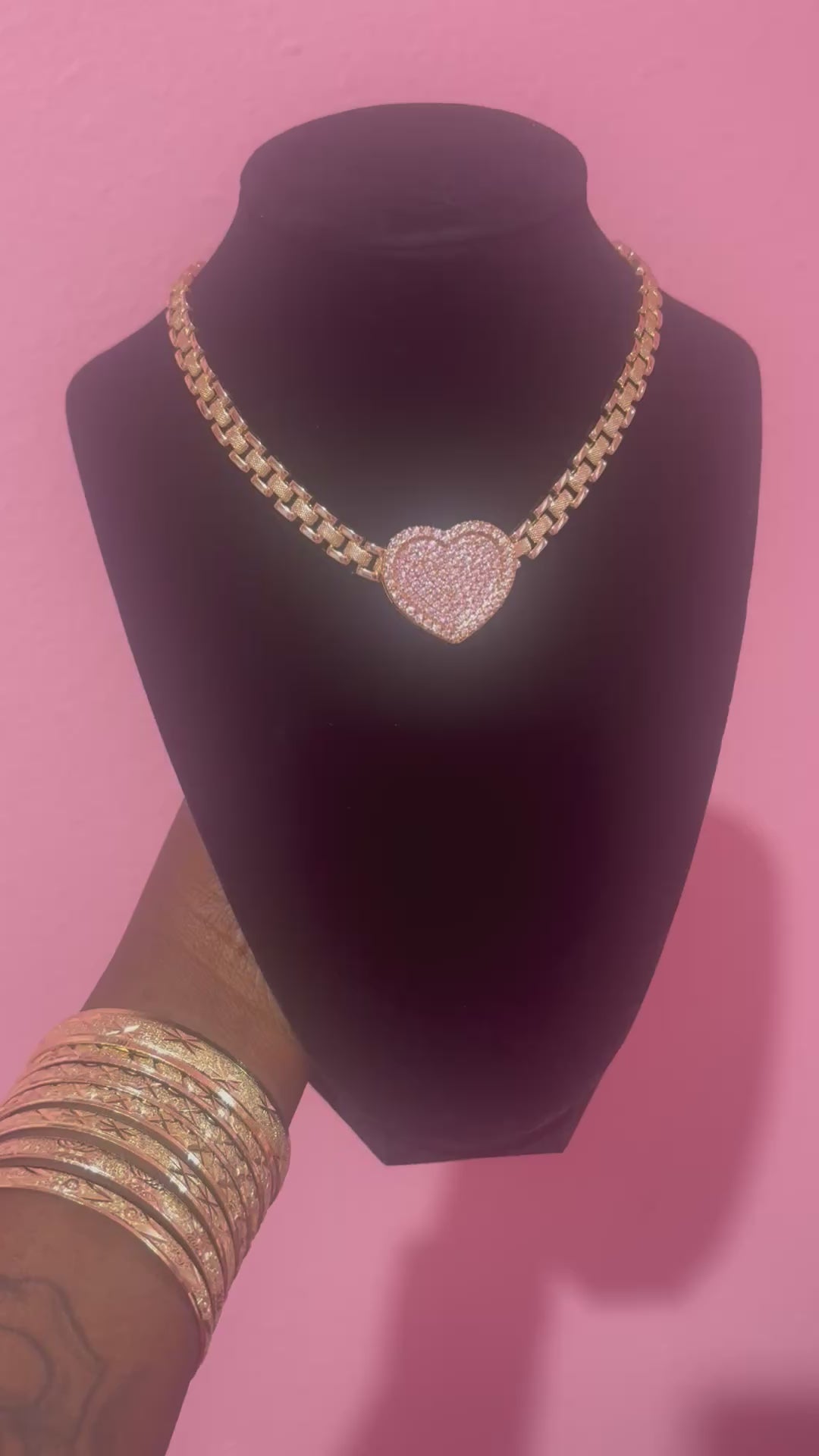 Pink Diamond Heart Chain